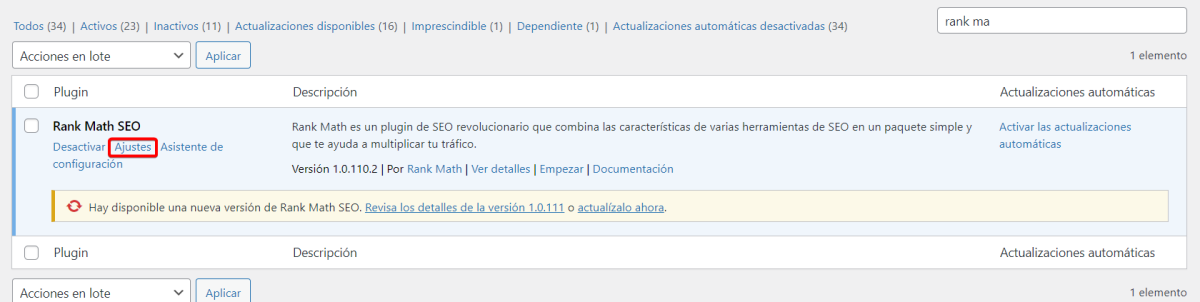 instalar y configurar Rank Math 