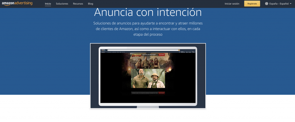 Pantalla de inicio de Amazon Advertising