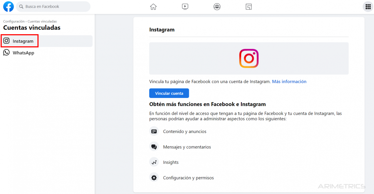 Cómo vincular una cuenta de Instagram con una página de Facebook 