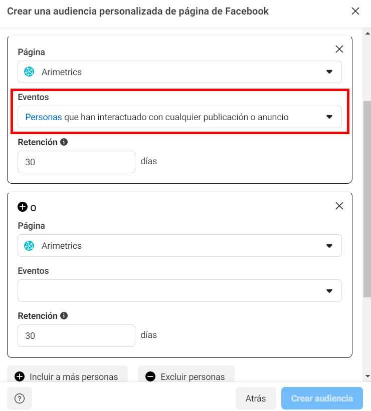 crear audiencias personalizadas con una página de Facebook