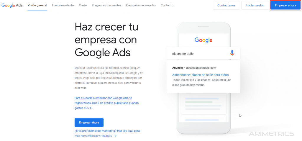 Crear cuenta en Google ads