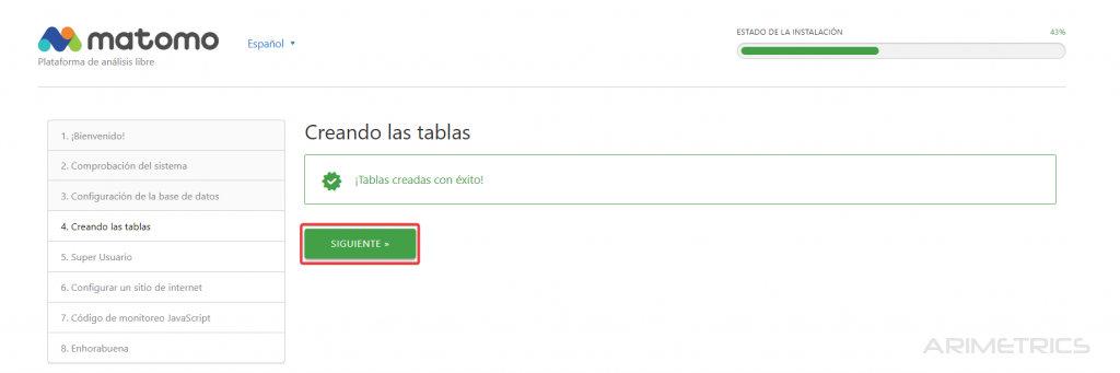 La imagen tiene un atributo ALT vacío; su nombre de archivo es instalar-matomo-creando-las-tablas-1024x341.png