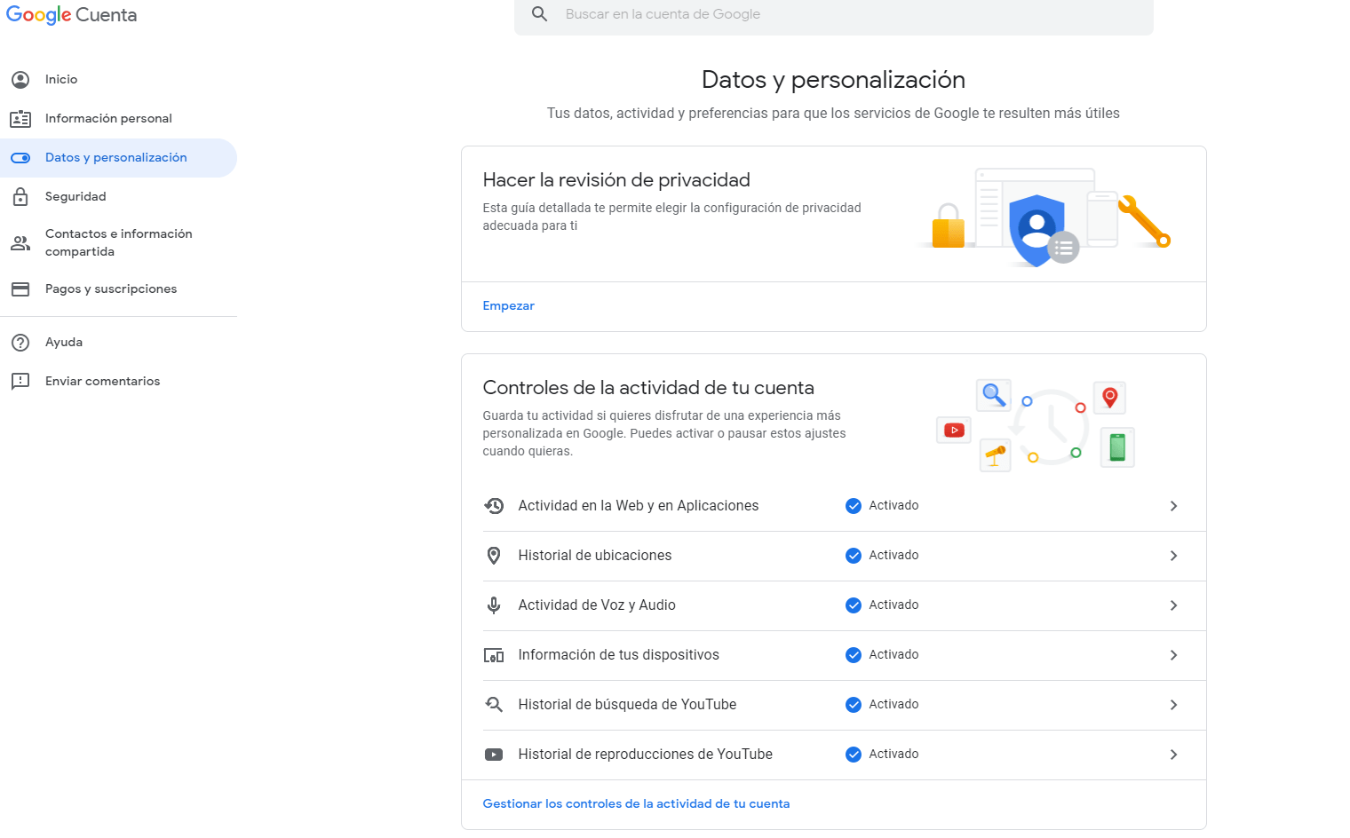 Cómo controlar la actividad en Google