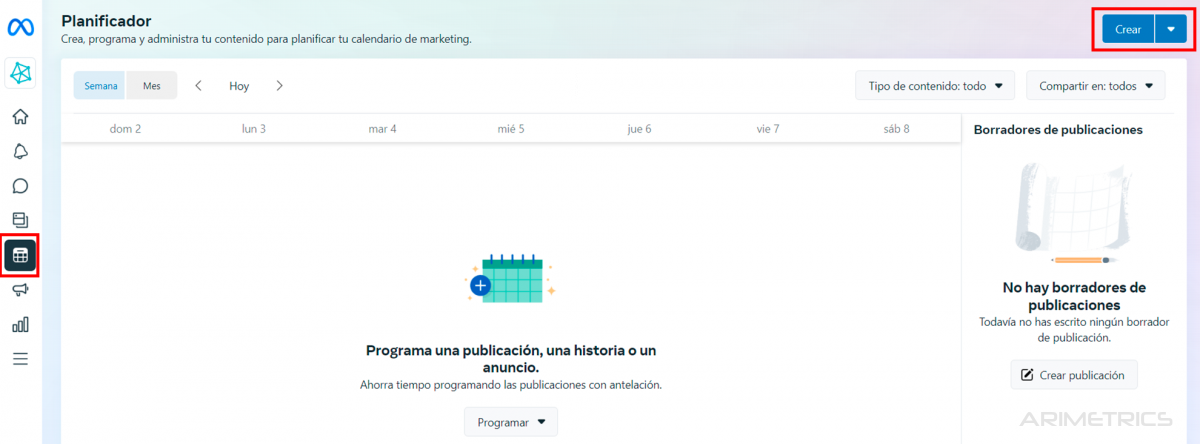 programar contenido en Meta Business Suite
