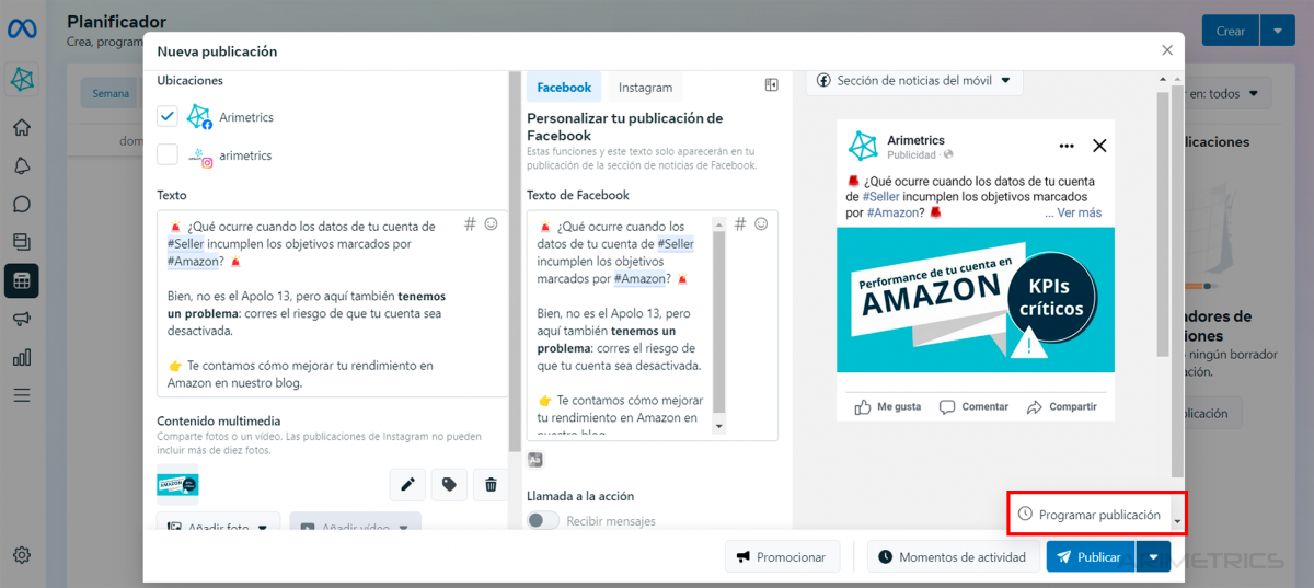 programar contenido en Meta Business Suite